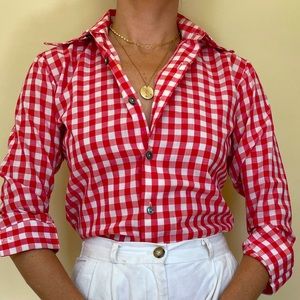 VINTAGE red gingham button up shirt